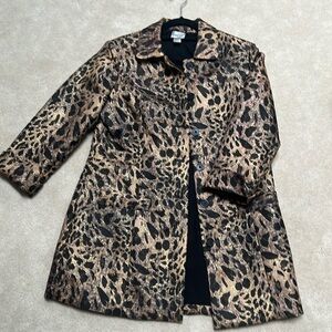CHICO'S Animal Print Jacket Size 1 which is 8/10. Mint condition.